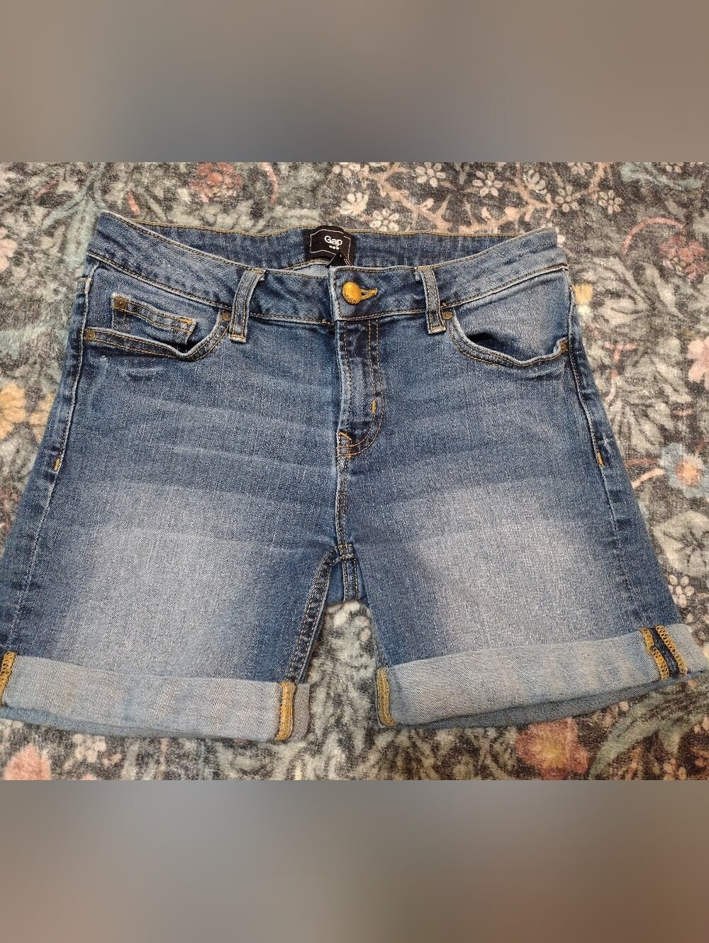 GAP Medium Blue Denim Rolled-Hem Shorts